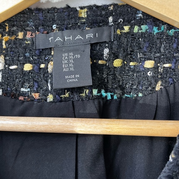 ✅ SALE 🖤 Tahari Women’s Collarless Tweed Metallic Blazer Jacket - Picture 8 of 10